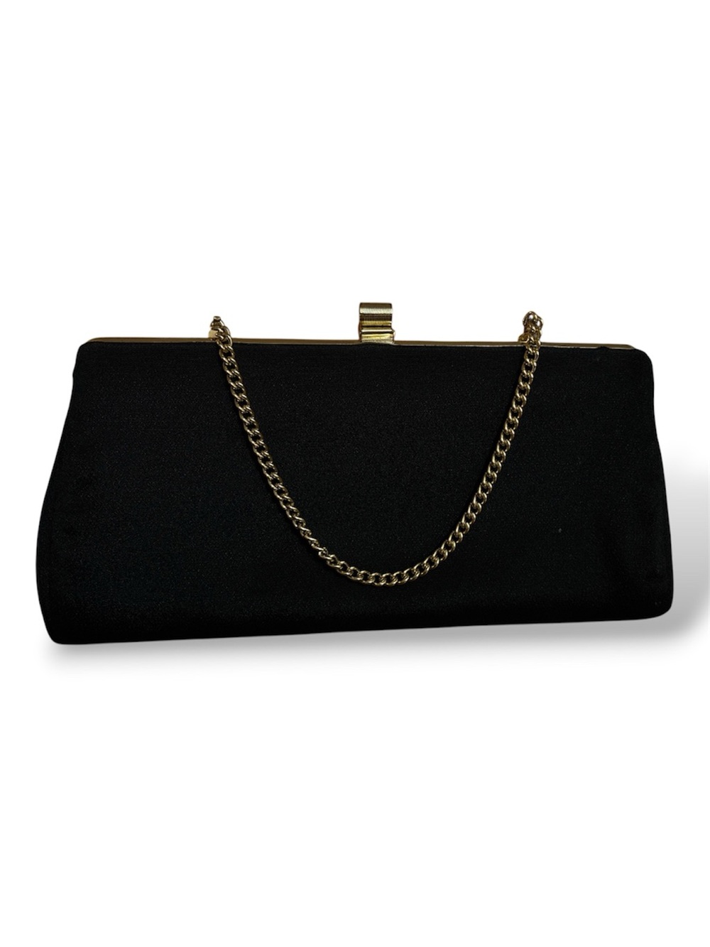 VINTAGE Elegant Black Clutch with Gold Chain Strap
